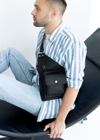 Мужская сумка-кобура черного цвета из натуральной винтажной кожи Boorbon (253412634)