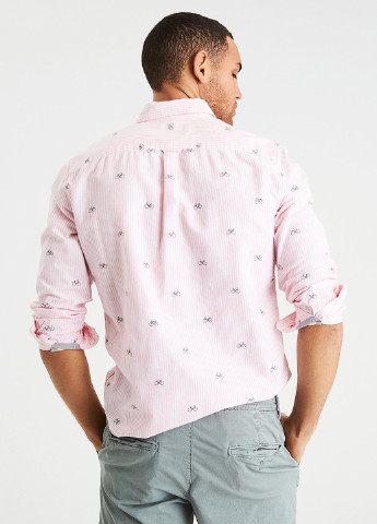 Светло-розовая кэжуал рубашка с рисунком American Eagle с длинным рукавом