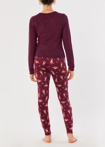 Бордовая всесезон пижама (лонгслив, брюки) лонгслив + брюки Hollister