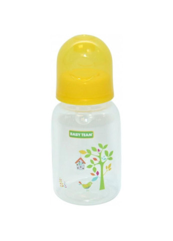 Бутылочка для кормления с силиконовой соской, 125 мл 0+ желтая Baby Team (252244647)