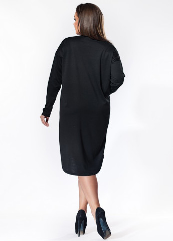 Черное кэжуал платье с длинным рукавом Modna Anka однотонное