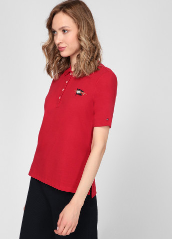 Красная женская футболка-поло Tommy Hilfiger с логотипом