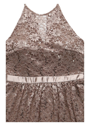 Темно-бежева вечірня, святковий сукня кльош Swing однотонна