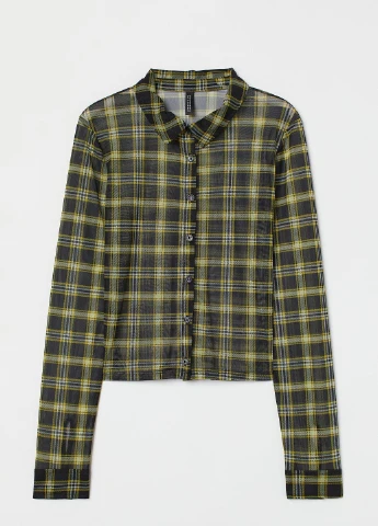 Черная кэжуал рубашка в клетку H&M