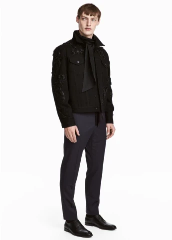 Темно-синие классические демисезонные брюки H&M