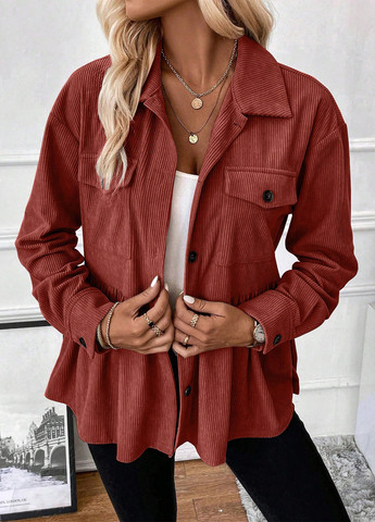 Розово-коричневая кэжуал рубашка однотонная SHEIN