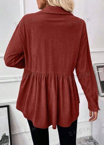 Розово-коричневая кэжуал рубашка однотонная SHEIN