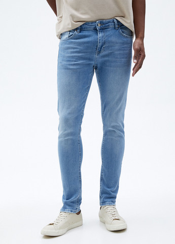Голубые летние зауженные джинсы KOTON