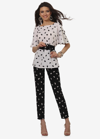 Чорно-білий демісезонний комплект (блуза, штани) Lila Kass