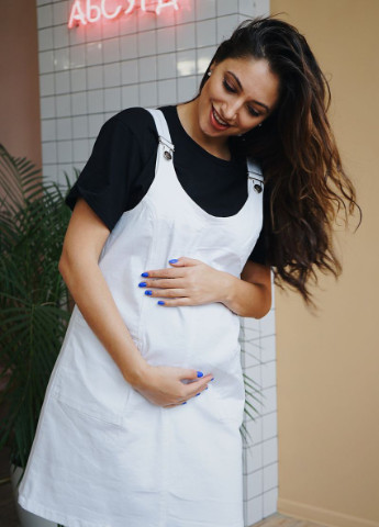 Красивый женский сарафан для беременных с джинсовой ткани белый To Be однотонный