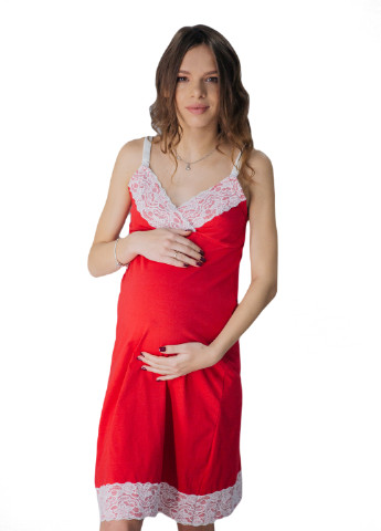 6402(99)04 Нічна сорочка для вагітних і годуючих Червона HN мадлен (223342417)
