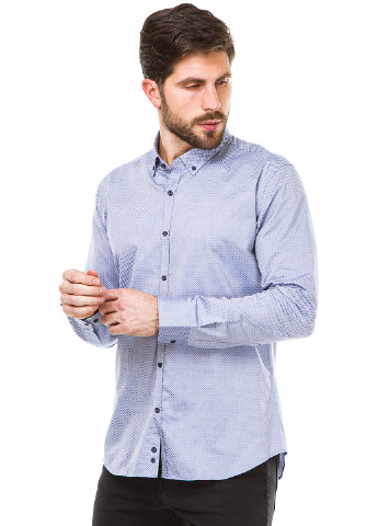 Голубой классическая рубашка с геометрическим узором Climber