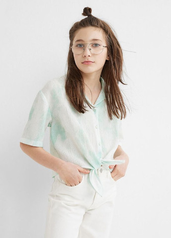 Бирюзовая однотонная блузка H&M летняя