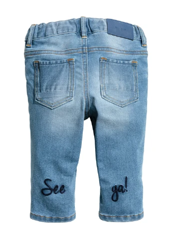 Голубые демисезонные зауженные джинсы H&M