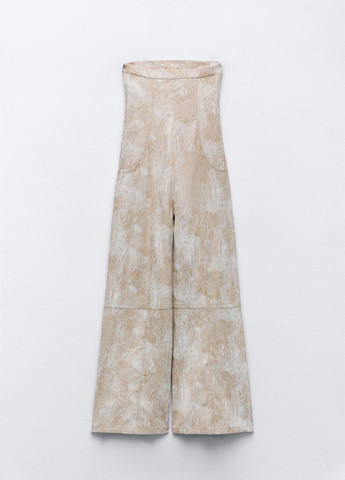 Комбинезон Zara комбинезон-брюки тай-дай бежевый кэжуал лен