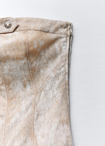 Комбинезон Zara комбинезон-брюки тай-дай бежевый кэжуал лен