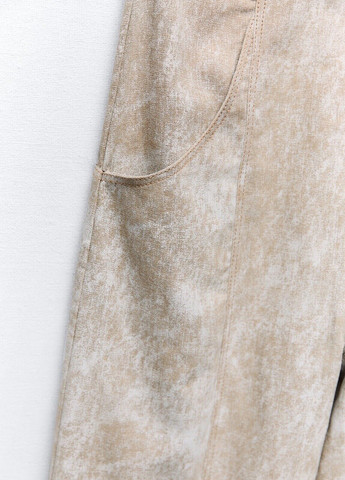 Комбинезон Zara комбинезон-брюки тай-дай бежевый кэжуал лен