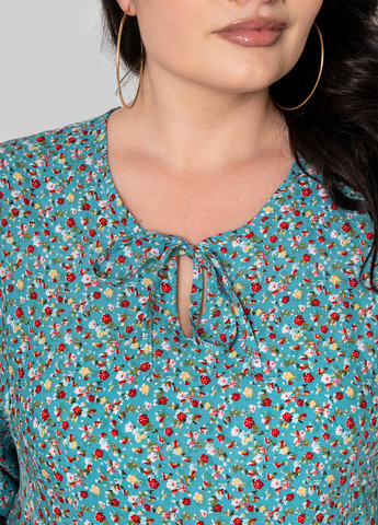 Бирюзовое кэжуал платье а-силуэт A'll Posa с цветочным принтом