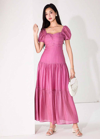 Фуксинова (кольору Фукія) кежуал сукня з спідницею-сонце SHEIN однотонна