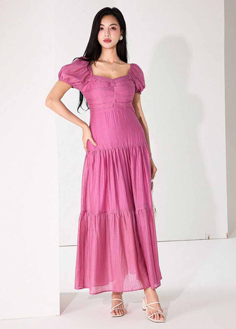 Фуксинова (кольору Фукія) кежуал сукня з спідницею-сонце SHEIN однотонна