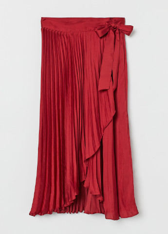 Темно-красная кэжуал юбка H&M на запах, плиссе