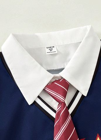 Темно-синяя с надписью блузка SHEIN летняя