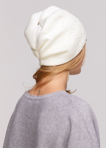 Зимняя теплая женская шапка с жемчугом и камнями на флисовой подкладке 550046 DeMari марс (237864275)