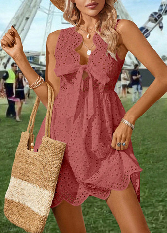 Темно-рожева кежуал сукня кльош SHEIN однотонна