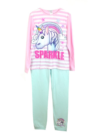 Розовая всесезон пижама (лонгслив, брюки) лонгслив + брюки Emoji