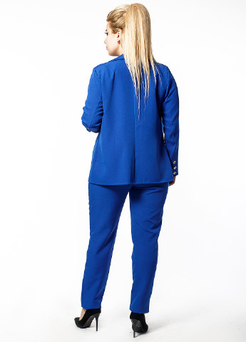 Костюм (блуза, жакет, брюки) Primyana тройка однотонный синий кэжуал