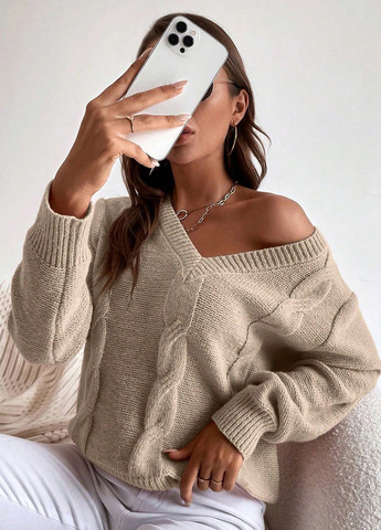 Бежевий демісезонний пуловер пуловер SHEIN