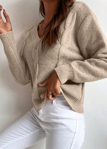 Бежевий демісезонний пуловер пуловер SHEIN