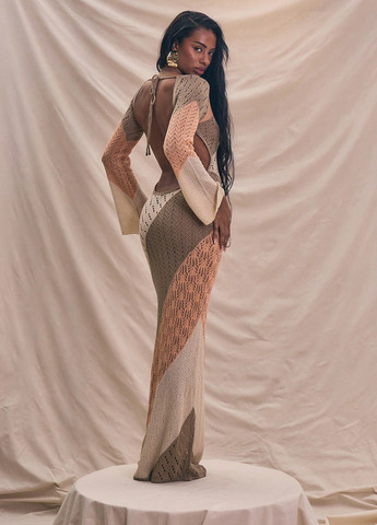 Комбінована кежуал сукня силуетна, з відкритою спиною SHEIN колор блок