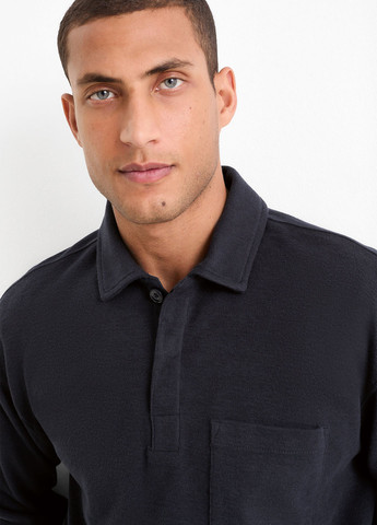 Темно-синяя футболка-поло для мужчин C&A однотонная