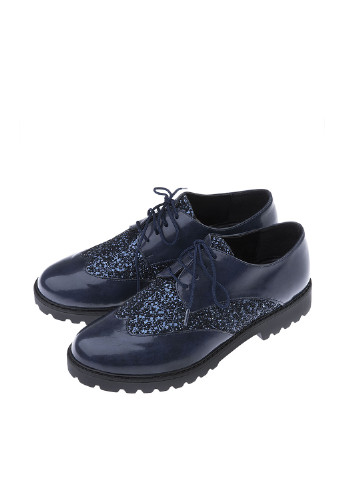 Темно-синие женские кэжуал туфли с глиттером на низком каблуке итальянские - фото