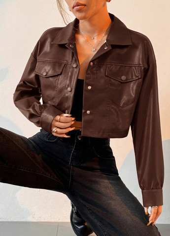 Коричнева демісезонна куртка куртка-піджак SHEIN