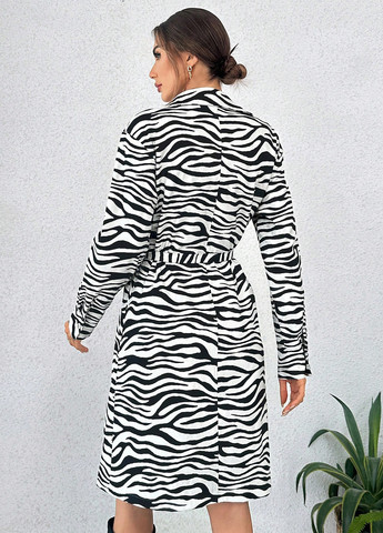 Черно-белое кэжуал платье на запах, рубашка SHEIN зебра