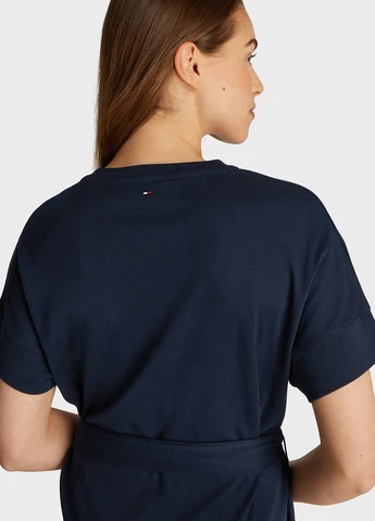 Темно-синя кежуал сукня сукня-футболка, а-силует Tommy Hilfiger однотонна