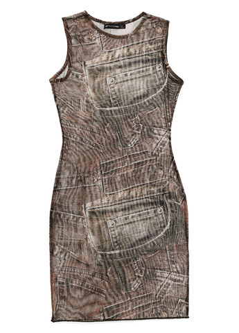 Комбинированное кэжуал платье силуэтная, с открытыми плечами PrettyLittleThing с рисунком