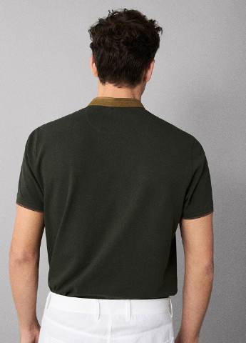Оливковая (хаки) футболка-поло для мужчин Massimo Dutti однотонная