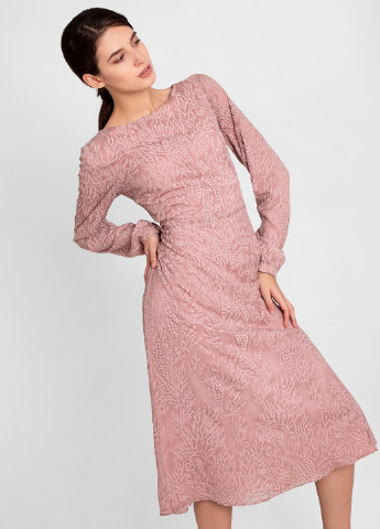 Розовое деловое платье клеш Nai Lu-na by Anastasiia Ivanova с цветочным принтом