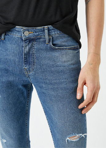 Синие демисезонные зауженные джинсы KOTON