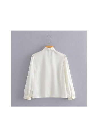 Молочна демісезонна блузка жіноча з бантом на шиї luxe Berni Fashion 58630