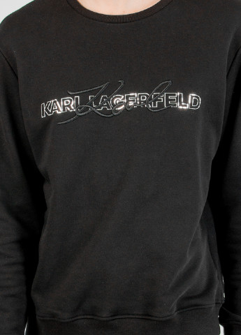 Свитшот Karl Lagerfeld - Прямой крой однотонный черный кэжуал трикотаж, хлопок - (219709910)