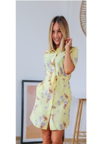Женское летнее Платье рубашка Veles с цветочным принтом