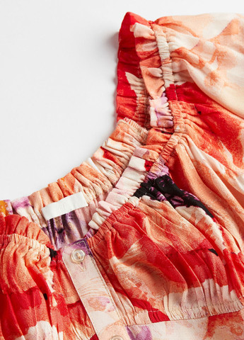 Комбинированное кэжуал платье с открытыми плечами H&M с цветочным принтом