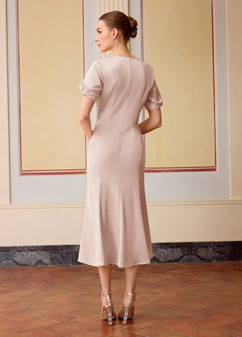 Пудрова святковий, вечірня сукня а-силует SHEIN однотонна