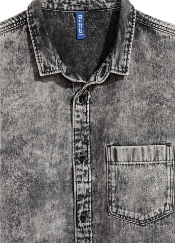 Серая джинсовая рубашка однотонная H&M