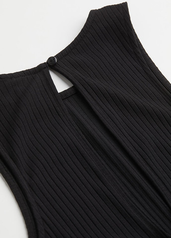 Комбинезон H&M комбинезон-брюки однотонный чёрный кэжуал полиэстер