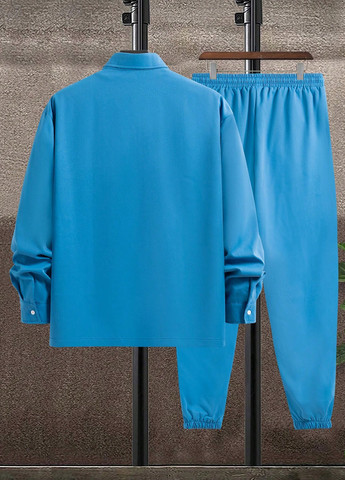 Блакитний демісезонний костюм (сорочка, штани) брючний SHEIN